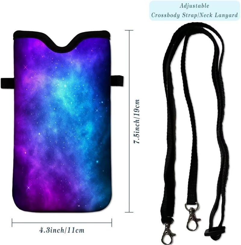 FREZORA Cell Phone Sleeves Bag Case Crossbody Neoprene Holder Lanyard Phone Pouch for Women Men 7.5 X 4.5 Inches - Galaxy - Image 4